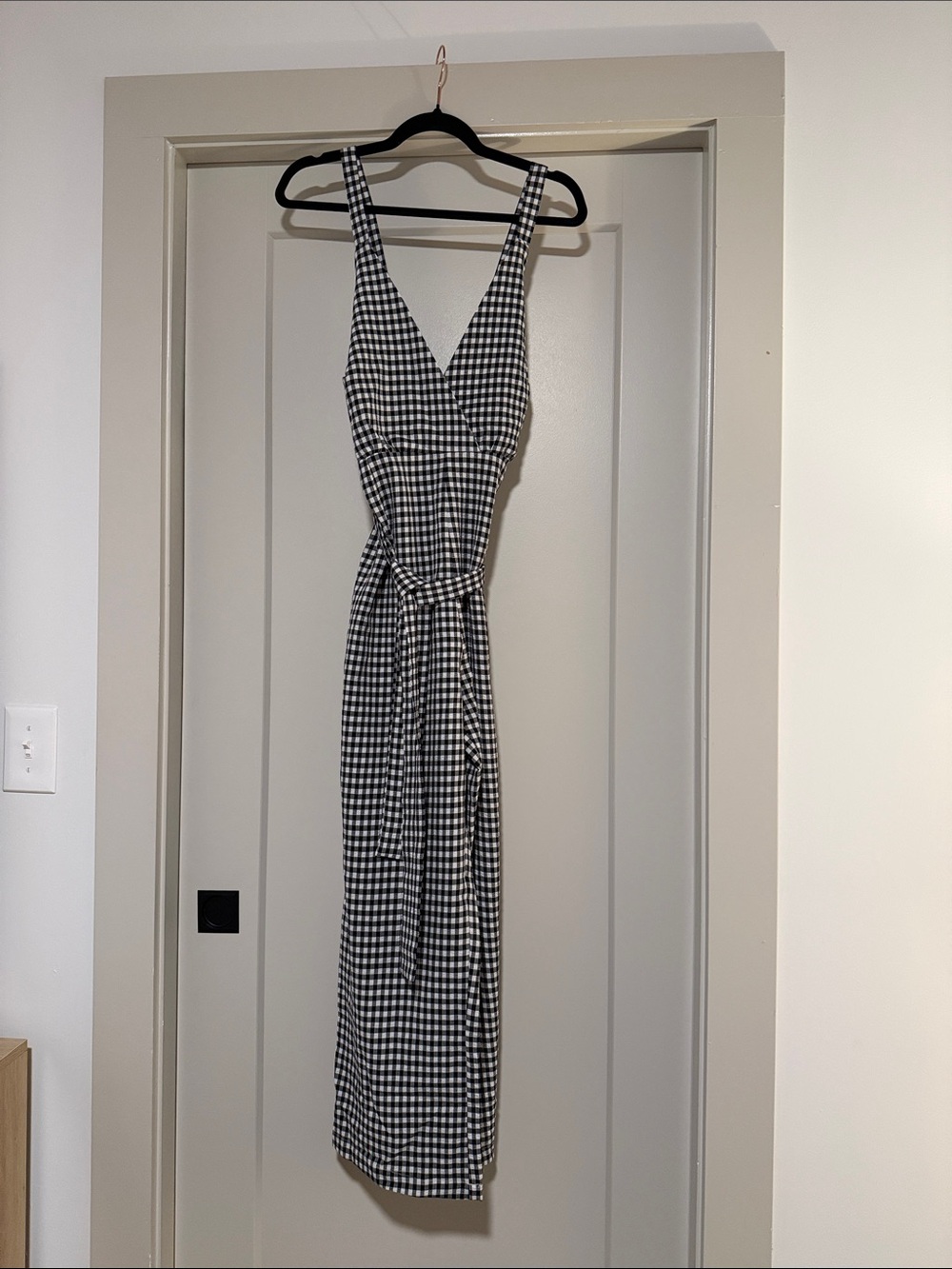 Vici Black and White Gingham Jumpsuit with Wrap Top
